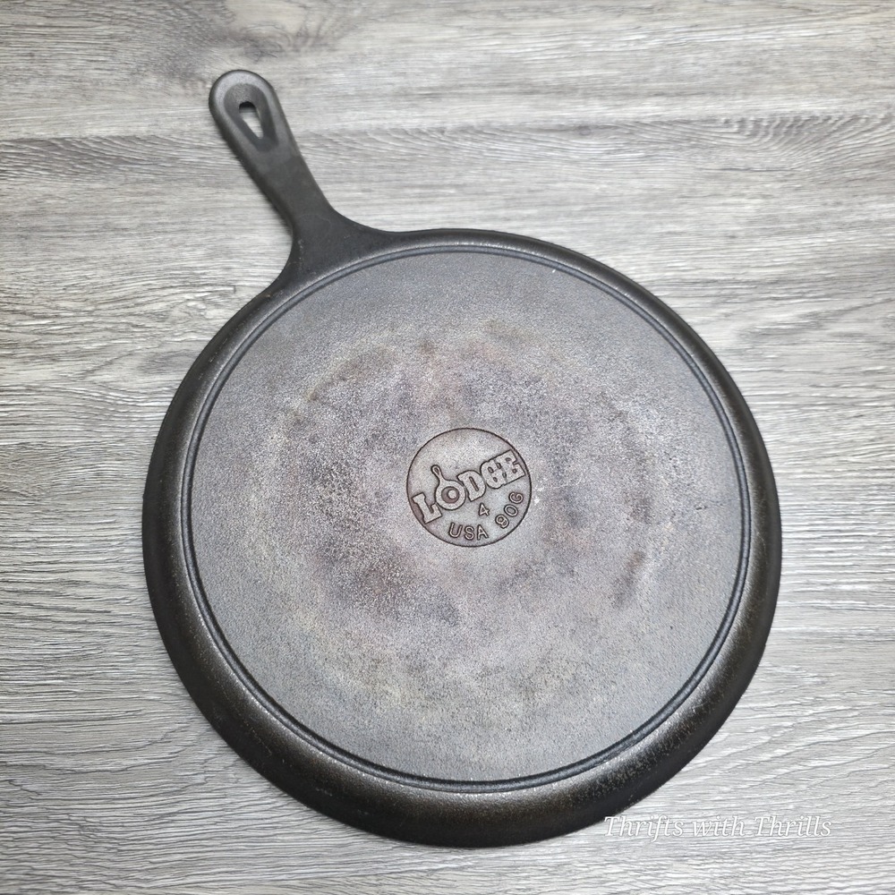 Vintage LODGE Cast Iron Griddle‎ Skillet - 90G 10-1/2" - #9 - Made In USA